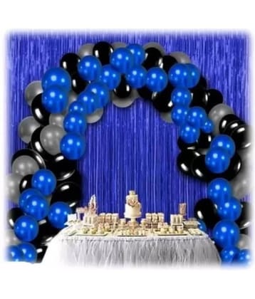 Kiran Enterprises 2 pc. Foil Fringe Curtain ( Gold )+ 30 Metallic Balloon ( Gold, Silver )