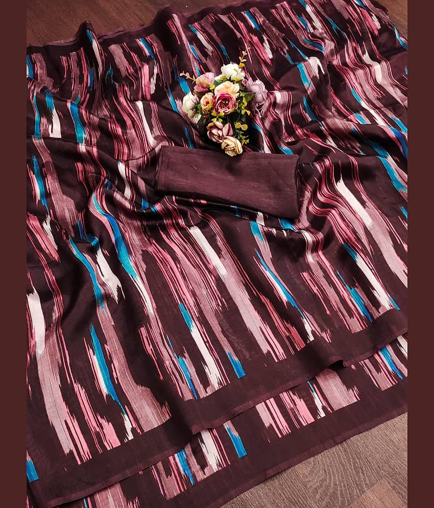 JIHANA FAB Chiffon Printed Bandhani Sarees With Unstitched Blouse Piece ( Multicolor )