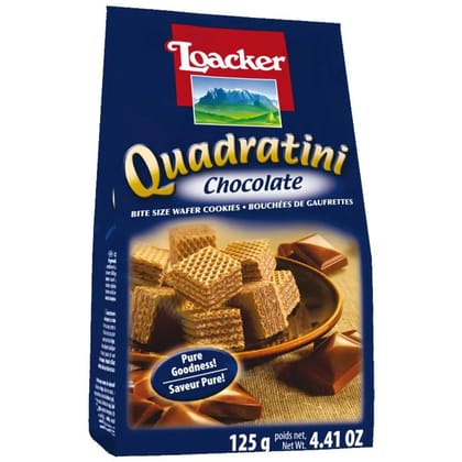 Loacker Quadratini Wafer Cookies - Chocolate, 125 gm Pouch