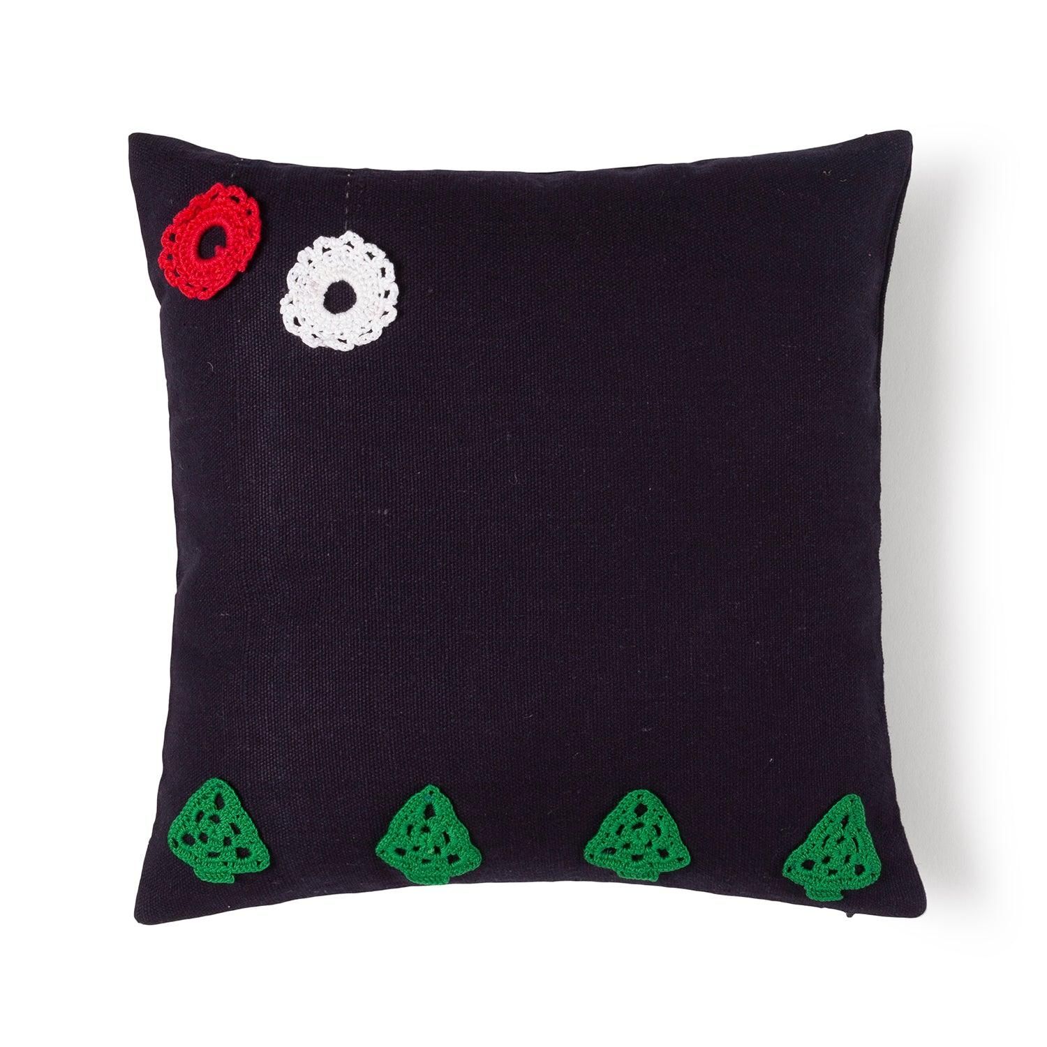 Cotton Christmas Cushion Cover with Crochet Motifs 12x12 Inches