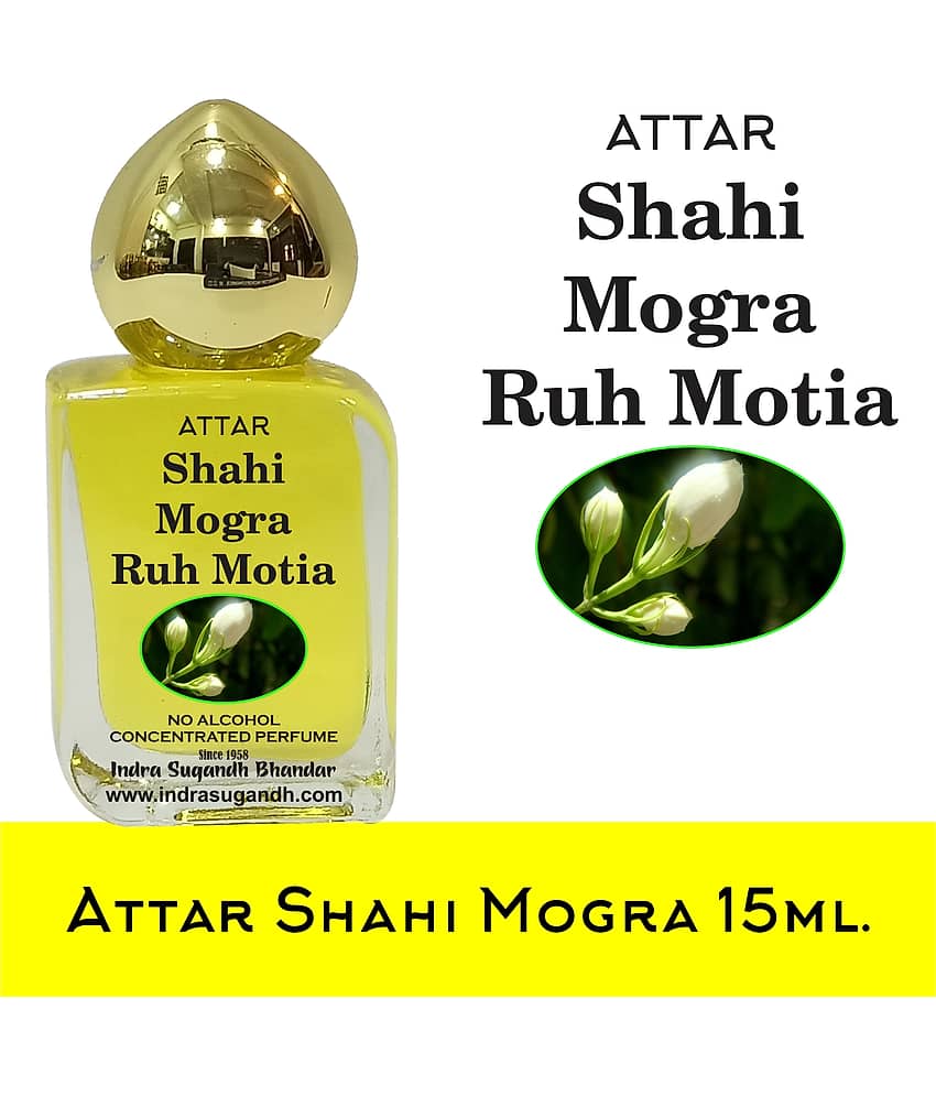 INDRA SUGANDH BHANDAR Attar Shahi Mogra Motia 15ml. fresh flower fragnance reach divine fragnance in world attar for men long lasting