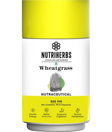 Nutriherbs Wheatgrass Extract 800 mg 100% Pure & Organic  - 90 Capsules | Works As A Natural Detoxifier| Helps To Build Immunity