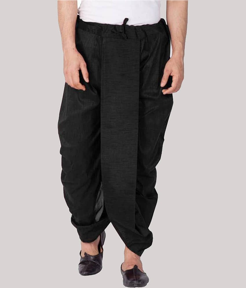 FANZI Black Silk Men's Dhoti ( Pack of 1 )