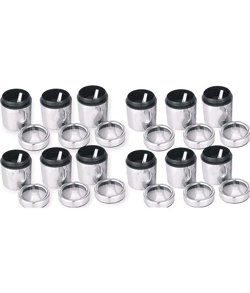 ATROCK Spice Container Steel Silver Tea/Coffee/Sugar Container ( Set of 12 )
