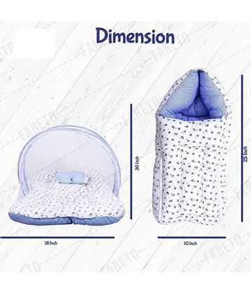 AURAPURO Baby Bed with Thick Mattress, Mosquito Net with Zip Closure & Neck Pillow, Baby Bedding for New Born, 0M+, Dino Print, Baby Sleeping Bed of 78x45x40cm Size (Multicolour)