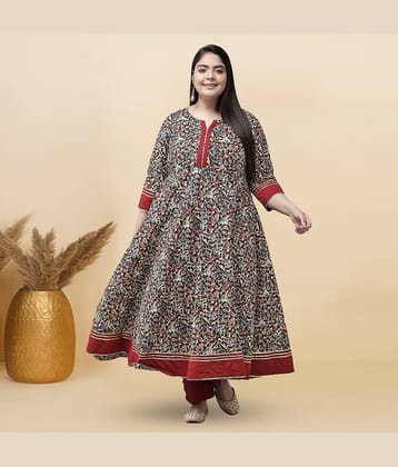 Yash Gallery Cotton Printed Anarkali Women's Kurti - Multicolor ( Pack of 1 )