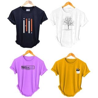 (Pack Of 4) Fashlook Printed T-Shirts for Men - Stylish & Comfortable Casual Wear (Multicolor)