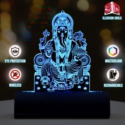 3D illusion Car Dashboard LED Murti of Ganesha