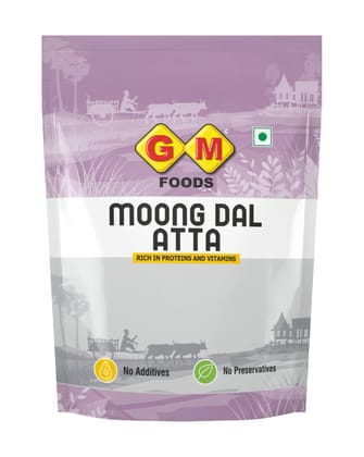GM Foods Moong Dal Atta 500 grams (Pack of 4) | Rich in Protein & Vitamins | No Additives or Preservatives | Healthy Atta for Roti, Chilla, Dosa, Baking & Everyday Cooking Needs