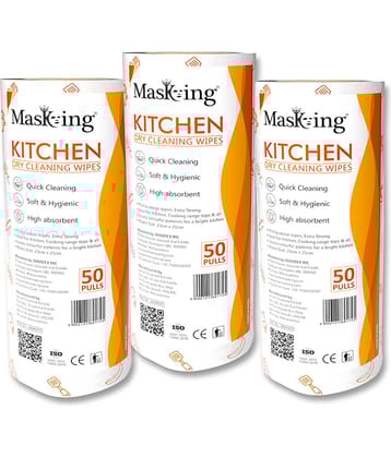 Masking Non-Woven Reusable & Washable Multi Surface Cleaner Wipes Orange 450 g Pack of 3