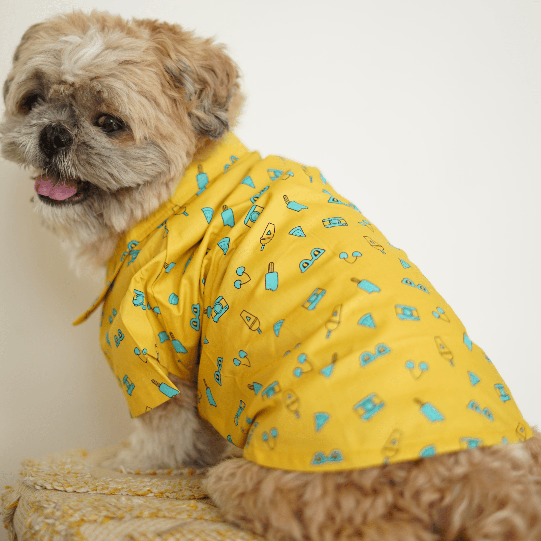 Cool beach print summer Pet shirt-XS