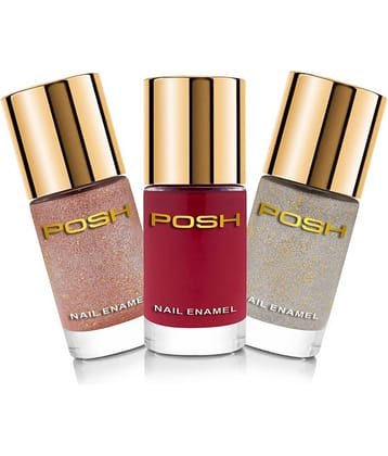 Posh - Multi Glossy Nail Polish ( Pack of 3 )