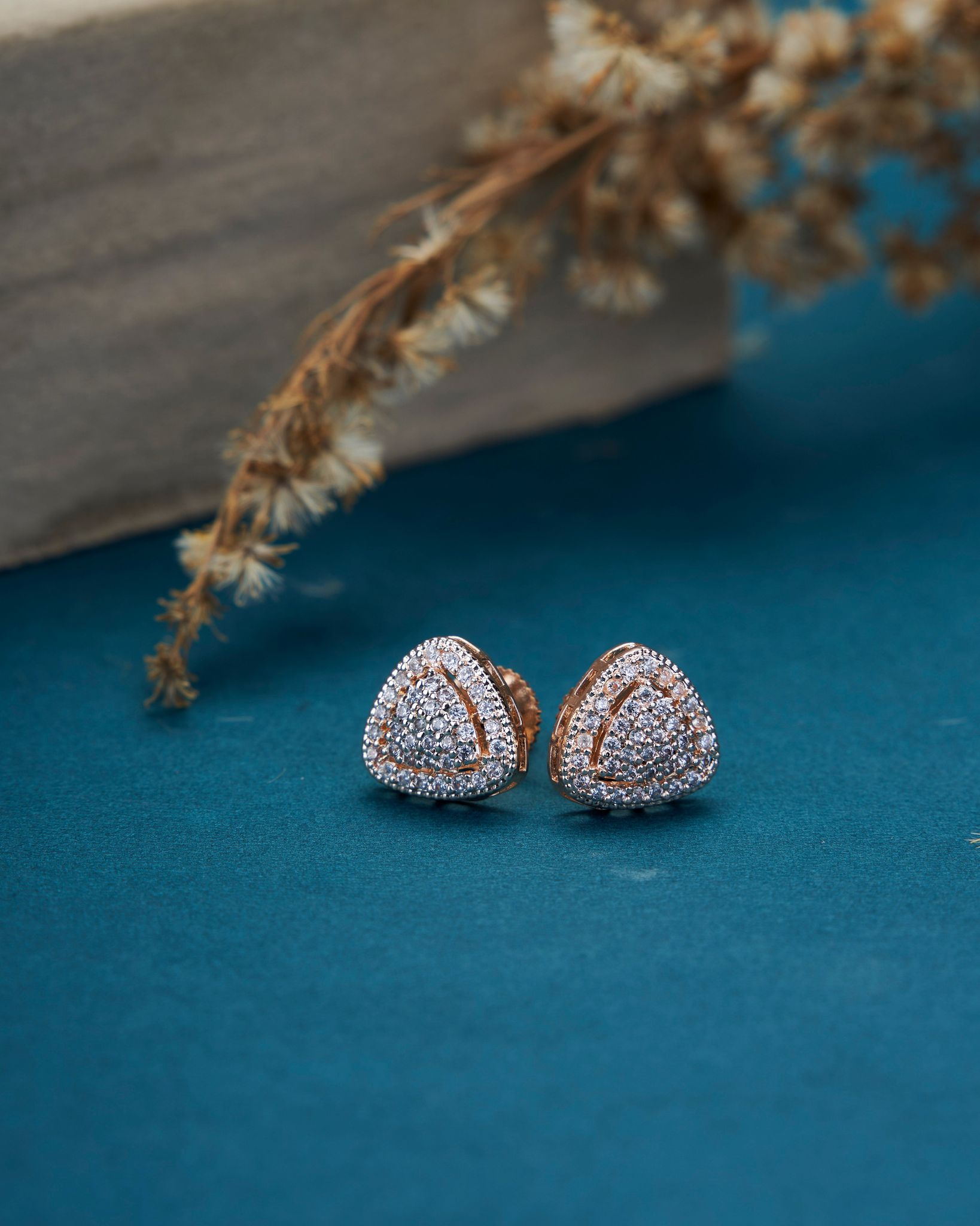 Blossom Blush Opal Studs-White / Rose Gold