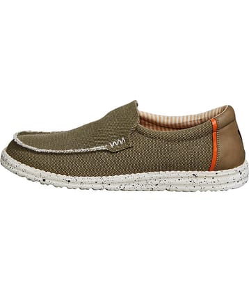 Neemans Canvas Wanderers Slip Ons Olive Men's Slip-on Shoes