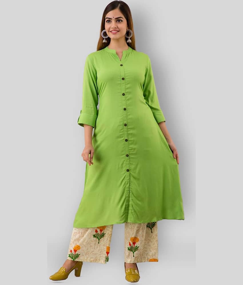MAUKA - Green Green A-line Rayon Women's Stitched Salwar Suit ( Pack of 1 )