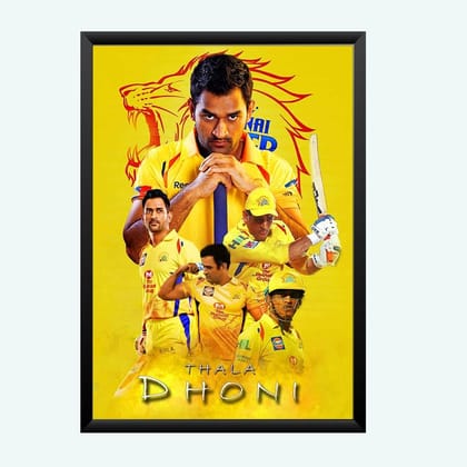 Nokkes Cricket IPL M.S Dhoni CSK Chennai Super King Team Photo Frame 8X12 Inch Size Photo Frame Photo Home Office_msd28