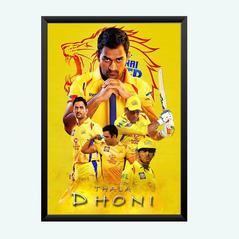 Nokkes Cricket IPL M.S Dhoni CSK Chennai Super King Team Photo Frame 8X12 Inch Size Photo Frame Photo Home Office_msd28