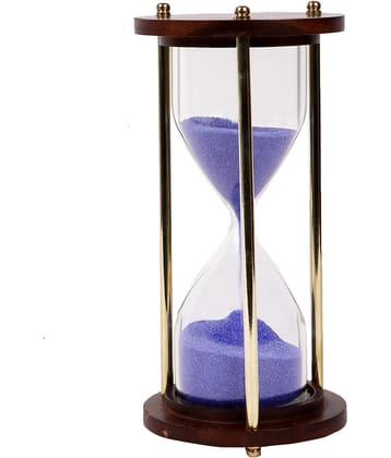 Generic - Brass and Wood Purple Sand Timer Showpiece 14 cm
