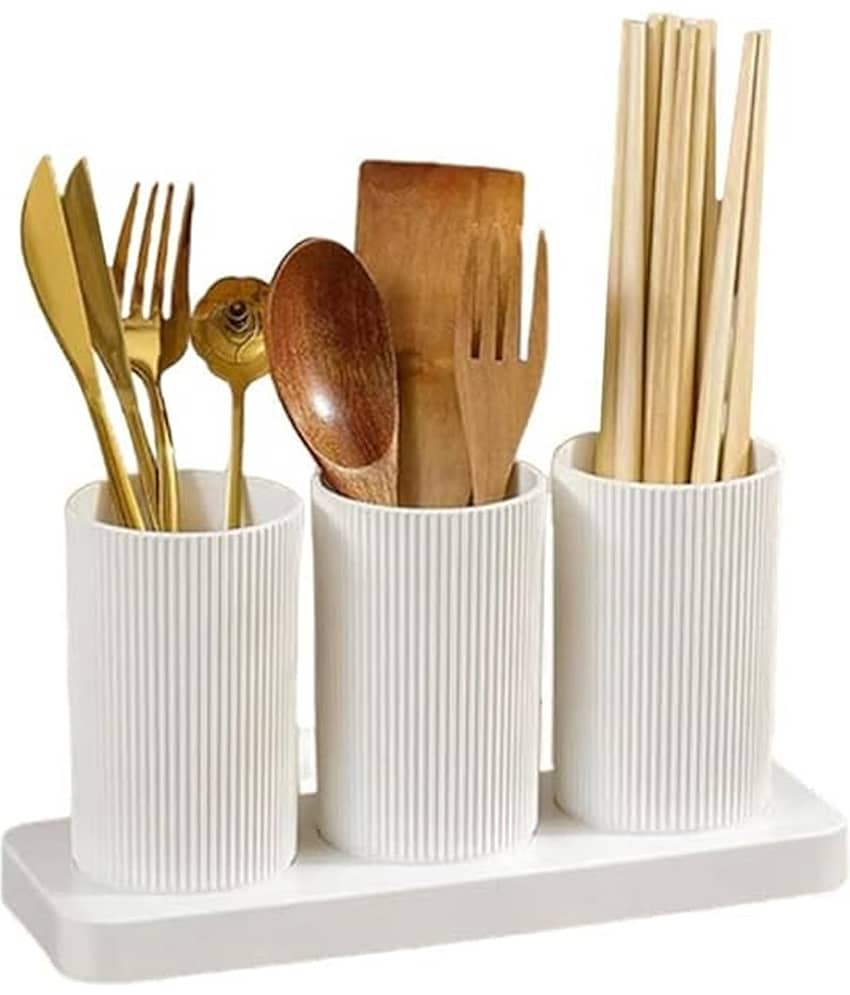 analog kichenware Cutlery Stand Plastic White Multi-Purpose Container ( Set of 1 )