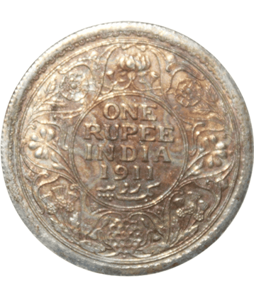 One Rupee 1911 - 5th King George Fancy British India Rare Old Coin For Collection