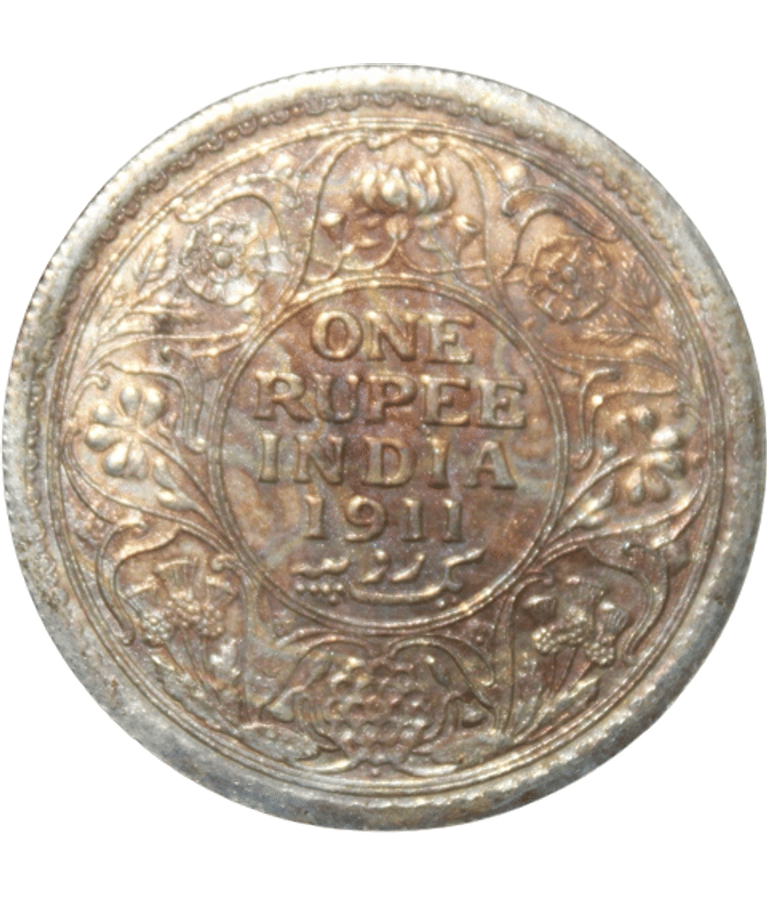 One Rupee 1911 - 5th King George Fancy British India Rare Old Coin For Collection