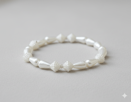 Glossy White Pearl Finish Bracelet for Women – Elegant and Minimal Wrist Accessory