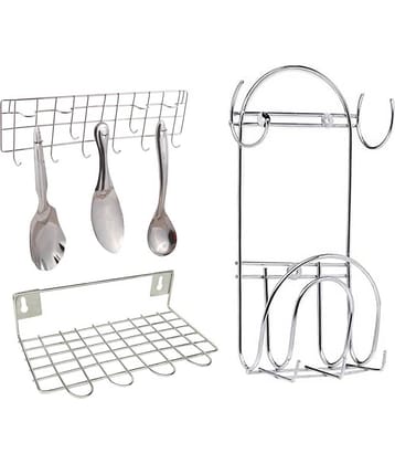 JISUN - Silver Stainless Steel Dish Racks ( Pack of 3 )