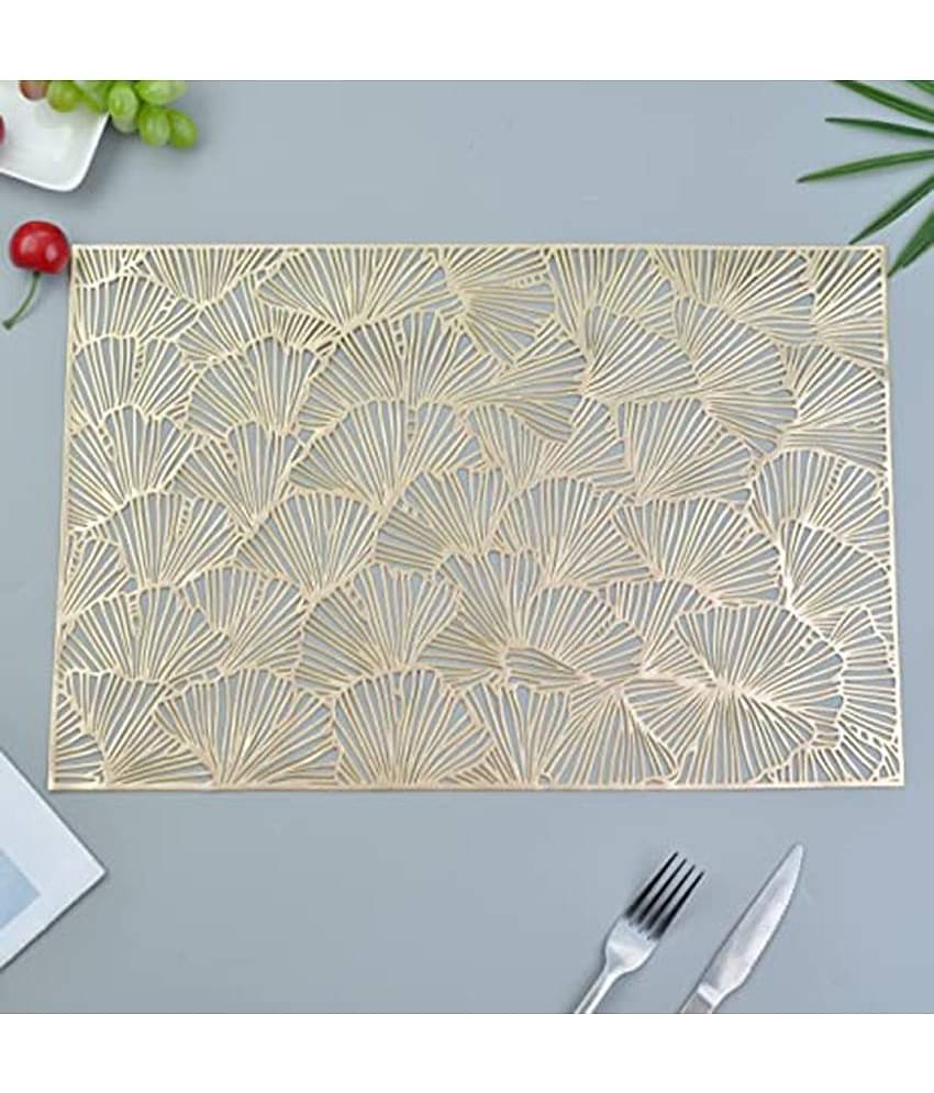 PVC Floral Rectangle Table Mats (45 cm x 30 cm) Pack of 2 - Gold