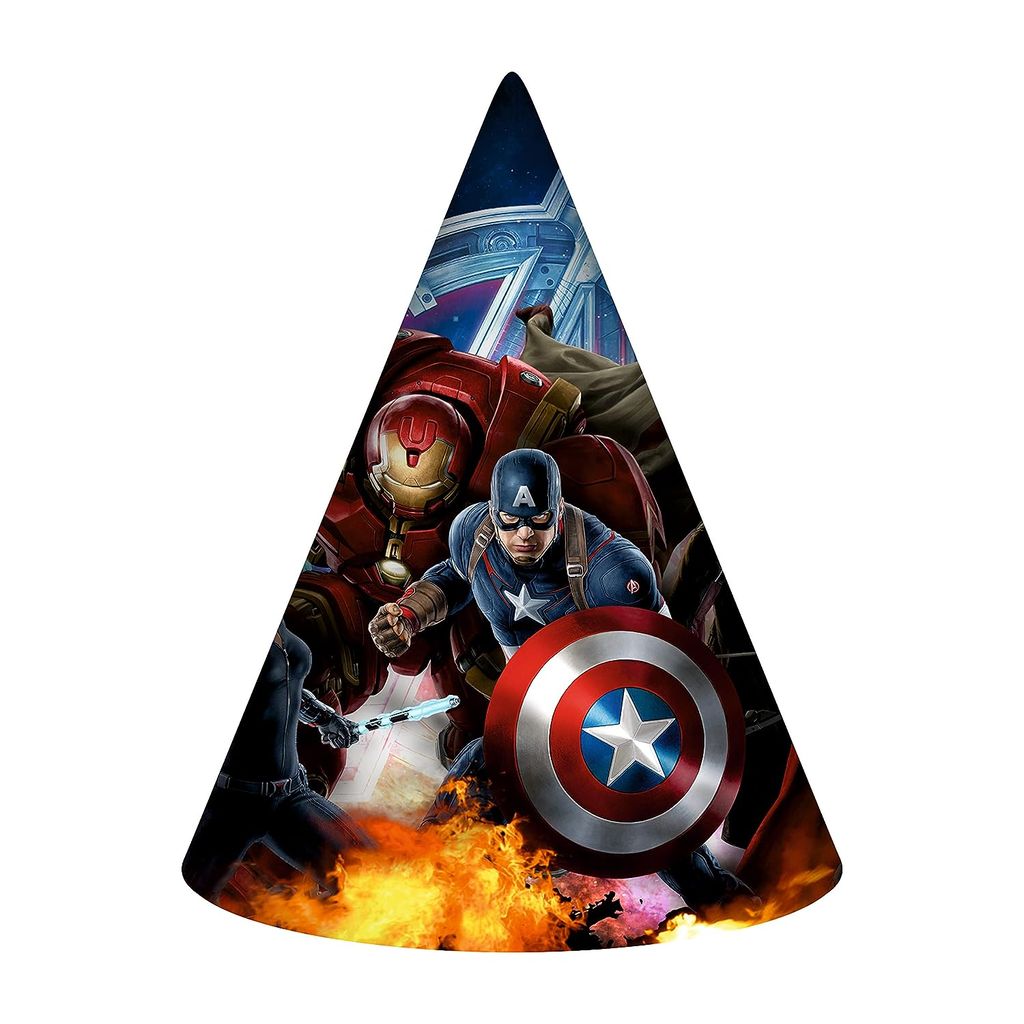 Avenger Theme Birthday Paper Caps/Hats - 8PC