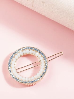 Pink  Gold Embellished French Barrette