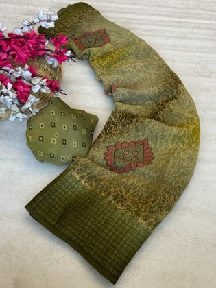 georgette saree with dobby border spray print