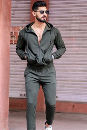 Peanut Check Olive Tracksuit Co-Ord - S