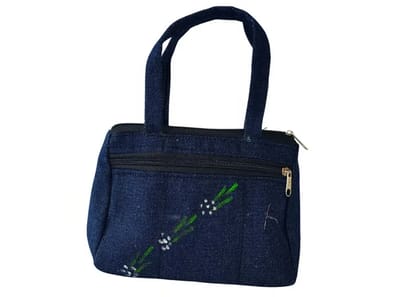 Floral Print Denim Handbag 20x15cm