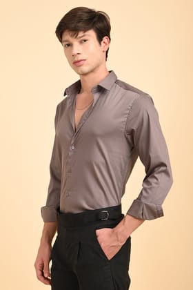 ILYZLY Light Purple Plain Full Sleeve Shirt-M