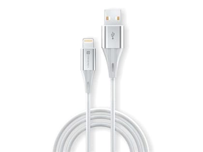 Portronics Konnect B+ 8 Pin Usb Cable 3.0 Amp Output with Charge & Data Sync with 1m - White Portronics Konnect B+ 8 Pin Usb Cable 3.0 Amp Output with Charge & Data Sync with 1m - White