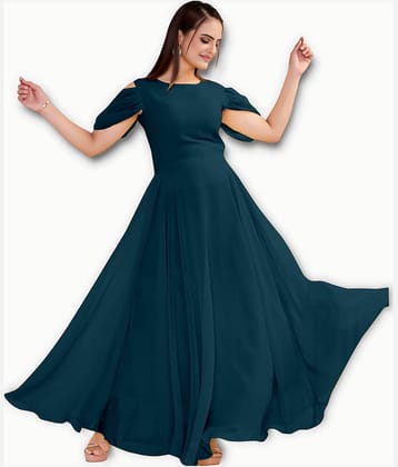 JASH CREATION Women Georgette Solid Gown ( Peach )