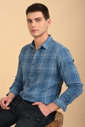 Kit - Indigo Check Shirt - Blue-S-38 / BLUE