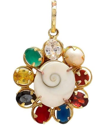 Generic - Multicolour Navratna Gomti Chakra Brass Pendant/Locket for Men and Women (Pack of 1)