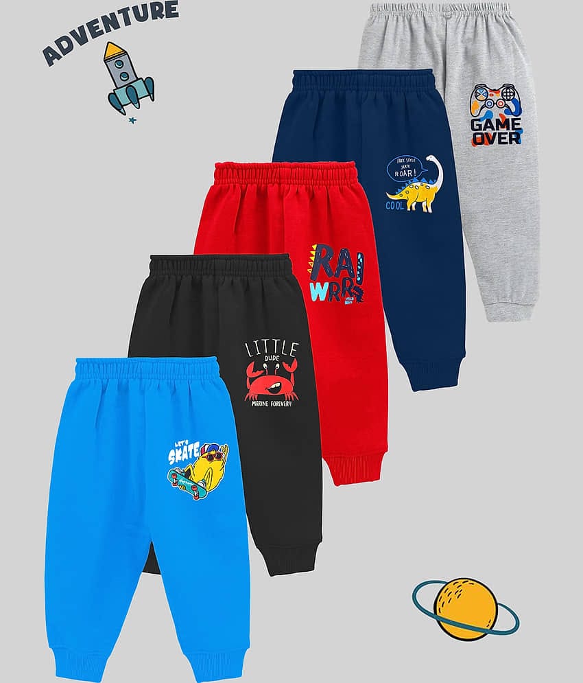 Kuchipoo Pack of 5 Baby Boys Cotton Blend Trackpant ( Multicolor 6 )