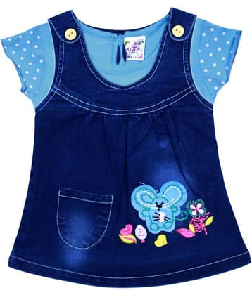 Me N My CLOSET Baby Girls Denim Frocks ( Multi )
