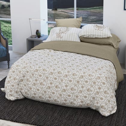 Eden Garden - 200TC King Size Pure Cotton Digital Printed BedSheet-KING / WHITE