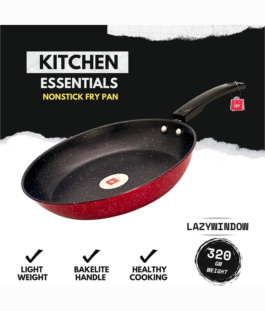 LAZYWINDOW Non-Stick Hard Anodised Fry Pan Induction Bottom without Lid 2.4 mm Thickness 23 cm Diameter 1 Ltr