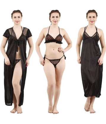 Reposey Satin Night Dress - Black