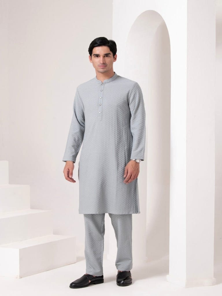Tonal Emb Kurta Set