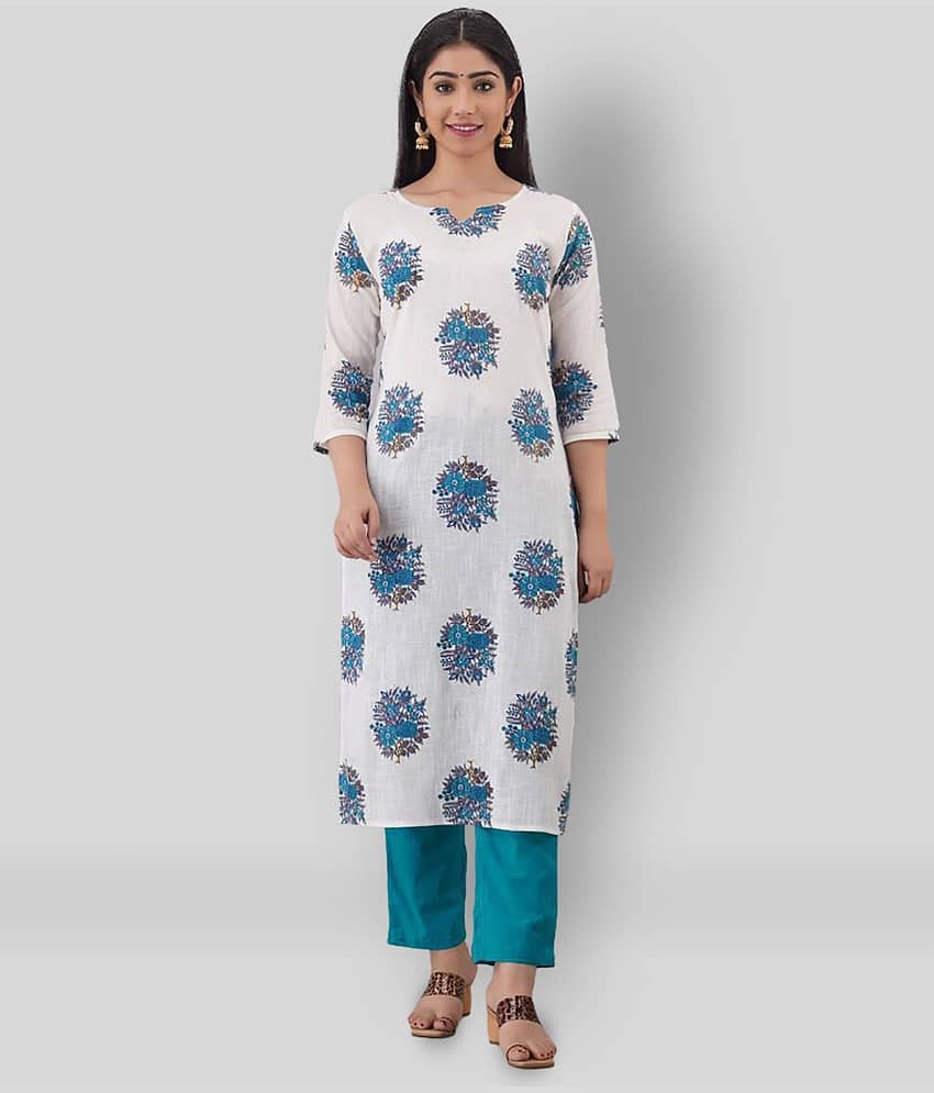 FABRR - White Straight Cotton Women's Stitched Salwar Suit ( Pack of 1 )