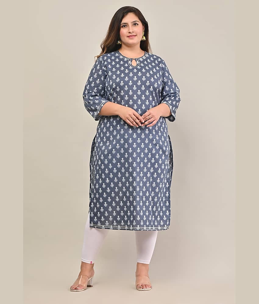 Swasti - Grey 100% Cotton Women's Straight Kurti ( Pack of 1 )
