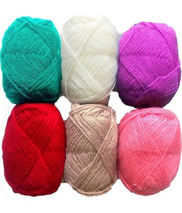 100% Acrylic Wool Royal (6 pc) Bunny 3 Combo 4 ply Wool Ball Hand Knitting Wool/Art Craft Soft Fingering Crochet Hook Yarn, Needle Knitting Yarn Thread Dyed