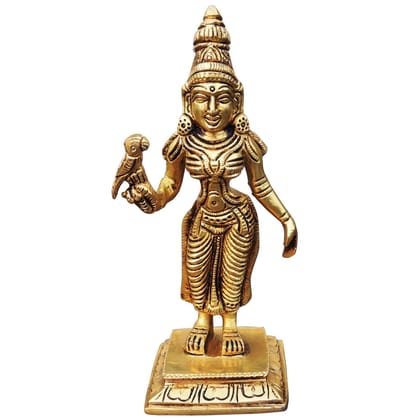 Brass Meenakshi Devi God Idol Statue – Goddess Meenakshi Brass Murti, Height : 6.5 Inch (BSMAS1457 B)