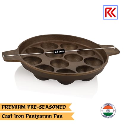 RK Cast Iron Preseasoned 12 Pits Paniyaram/Appe Pan, 12 Cavity, Non-Stick, Gas & Induction Compatible RK Cast Iron Preseasoned 12 Pits Paniyaram/Appe Pan, 12 Cavity, Non-Stick, Gas & Induction Compatible