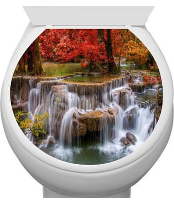 Asmi Collection Restroom Toilet Seat Fish Underwater Bathroom Sticker ( 38 x 33 cms )
